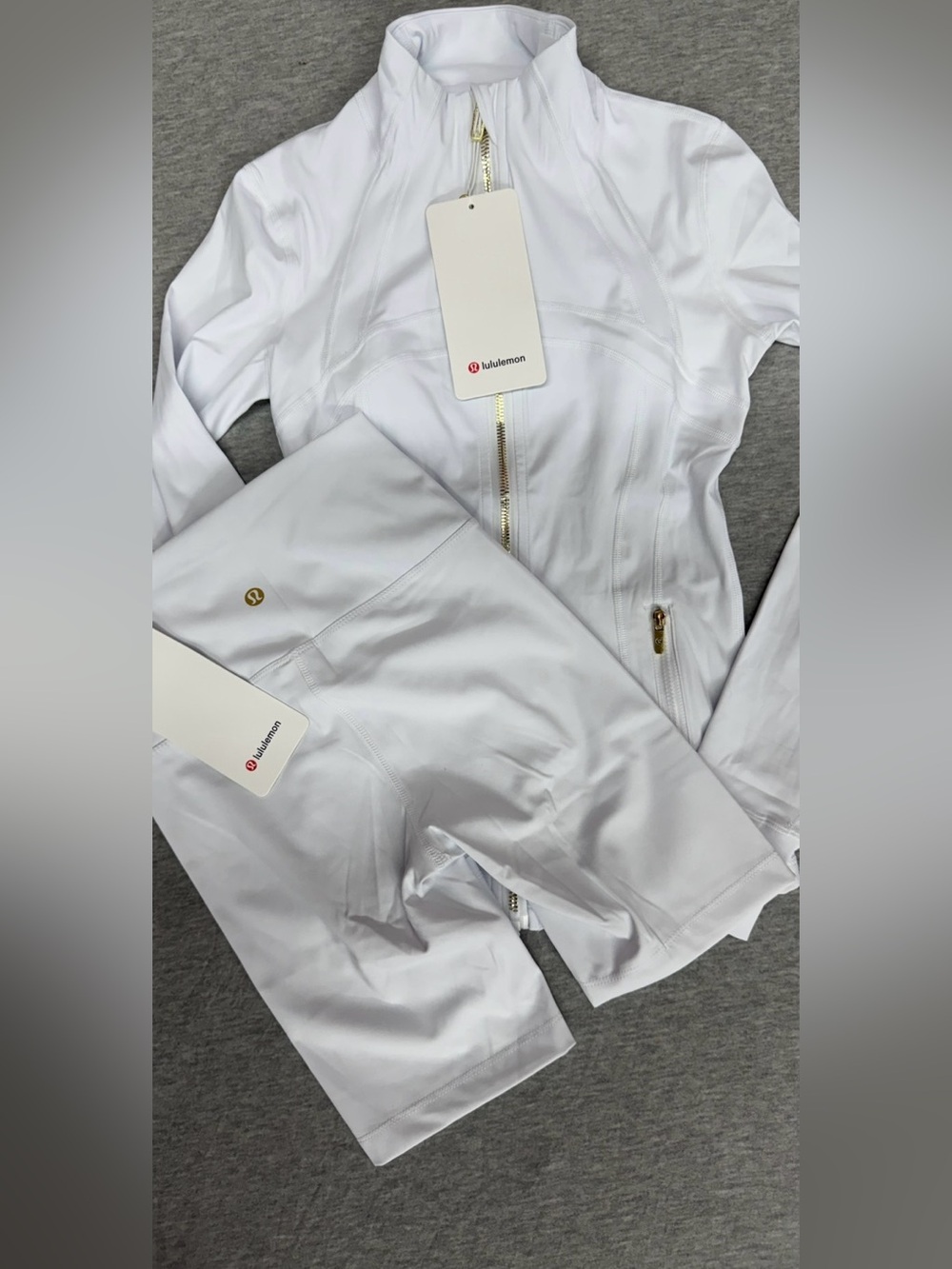 Lululemon White Zip Jacket & Shorts Set
